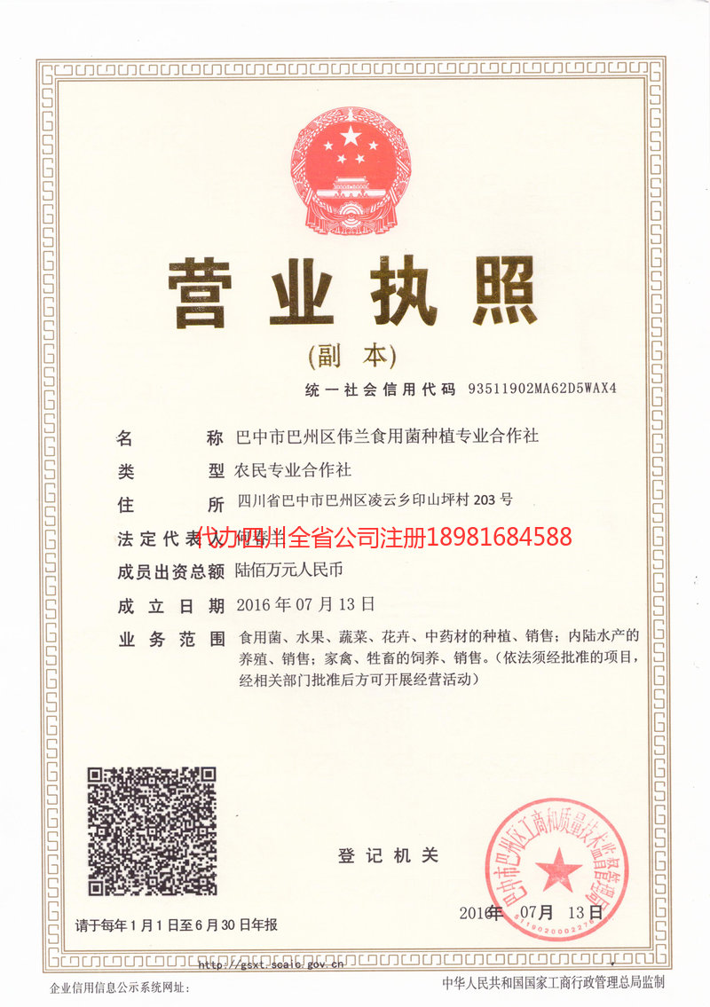 穆棱穆棱伟兰食用菌种植专业合作社